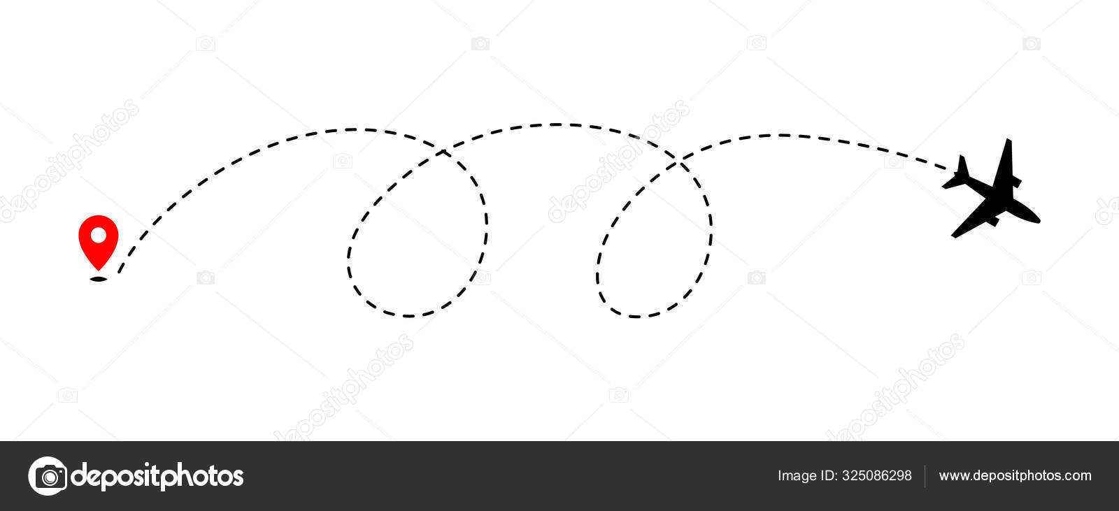 Airplane Track Point Dashed Line Way White Background Stock Vector by ...