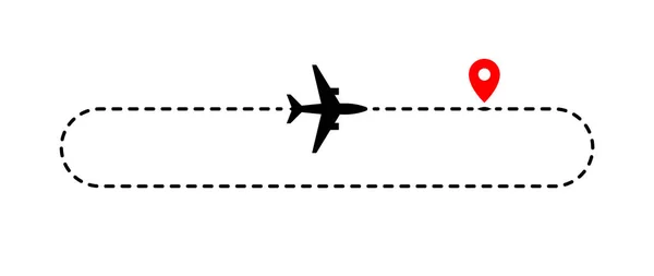 白色背景下具有虚线点的飞机航迹 — 图库矢量图片