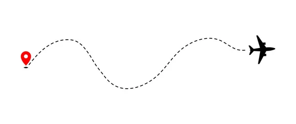 Trilha Avião Para Apontar Com Linha Tracejada Fundo Branco —  Vetores de Stock