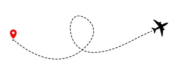 Літальна Доріжка Точки Пунктирною Лінією Шляху Білому Тлі — стоковий вектор
