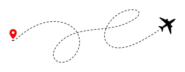 Літальна Доріжка Точки Пунктирною Лінією Шляху Білому Тлі — стоковий вектор