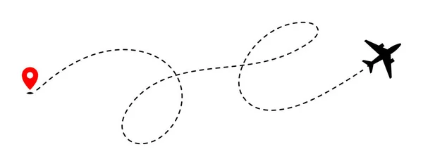 Flugzeugspur Mit Gestrichelter Linie Auf Weißem Hintergrund — Stockvektor