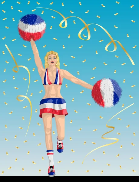 Französischer Cheerleader der französischen Fans — Stockvektor