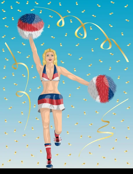 Pom-pom girl serbe de Serbie Fans — Image vectorielle