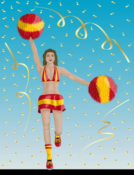 Spanische Cheerleader der spanischen Fans — Stockvektor