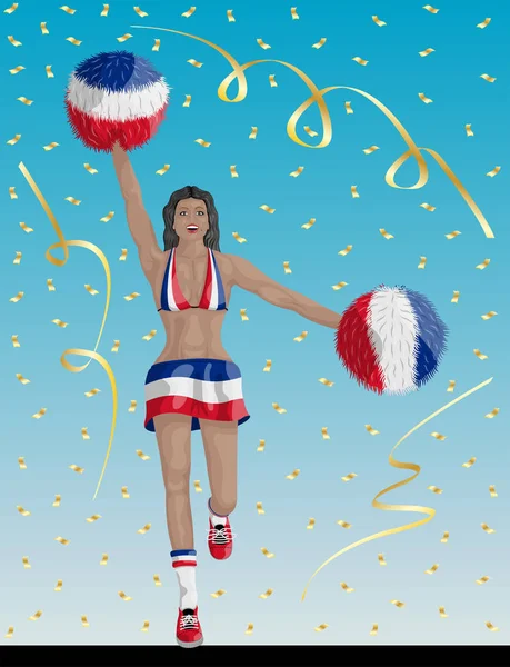 Pom-pom girl costaricaine des fans du Costa Rica — Image vectorielle