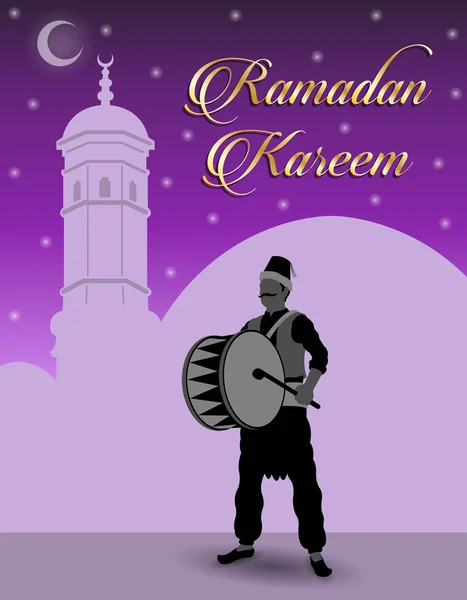 Ramadán bubeník a Kareem přání k Ramadánu — Stockový vektor
