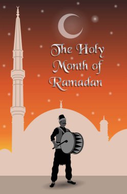 The holy month of ramadan message with ramadan drummer clipart