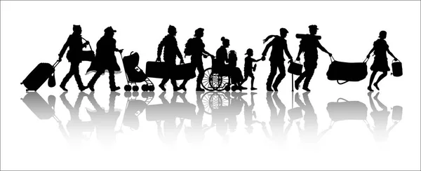 Silhouette d'immigrants — Image vectorielle