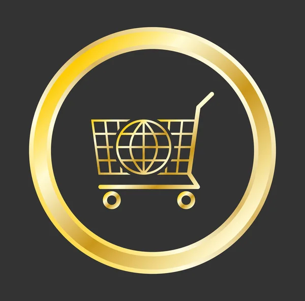 Icono de comercio electrónico en oro — Vector de stock