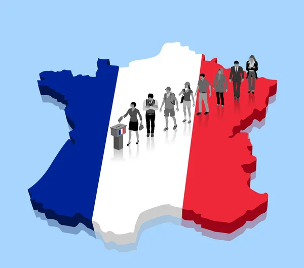 프랑스 국민들은 프랑스 지도에 투표를 있습니다 그림자 배경은 있습니다 — 스톡 벡터
