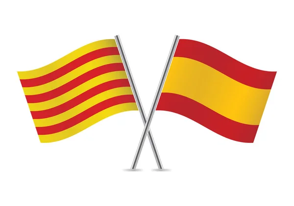 Drapeaux Catalogne et Espagne Illustration vectorielle . — Image vectorielle