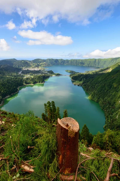 Increíble Paisaje Azores Vista Panorámica Del Lago Sete Cidades Azores —  Fotos de Stock