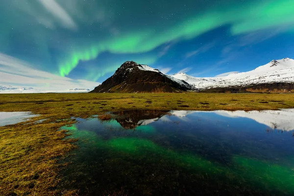Északi Fény Egy Csodálatos Paradicsom Izlandon Látványos Aurora Borealis Jokulsarlon — Stock Fotó