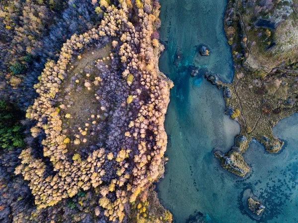 Fotografia Aérea Islandesa Capturada Por Drone Beautiful Paisagem Lago Myvatn — Fotografia de Stock