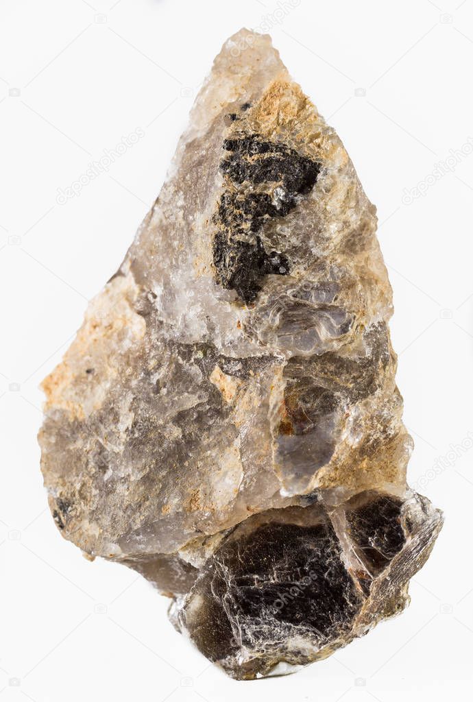 Muscovite mineral on white background.