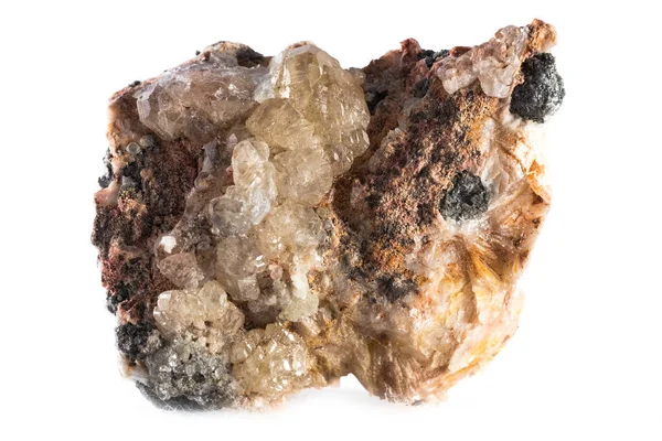 Cerussite mineral beyaz arka plan üzerinde