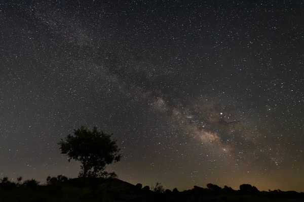 Τοπίο νύχτα με γαλαξίας — Φωτογραφία Αρχείου