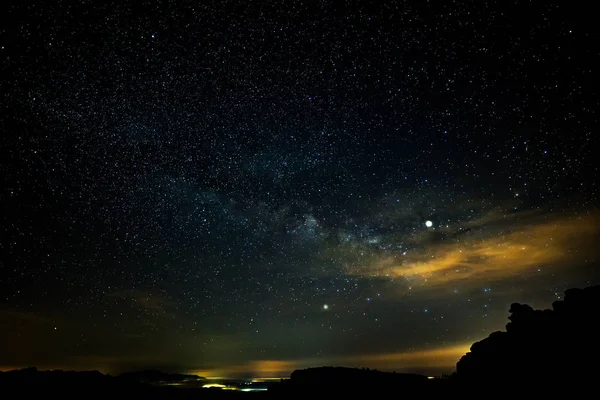 Paisagem Noturna Parque Natural Torcal Antequera Andaluzia Espanha — Fotografia de Stock