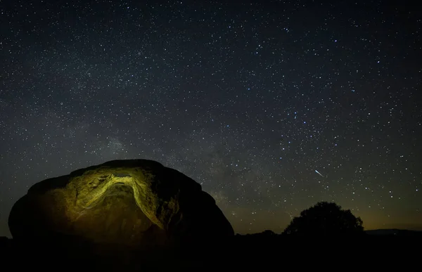 Nachtfotografie Natuurlijke Omgeving Van Barruecos Extremadura Spanje — Stockfoto