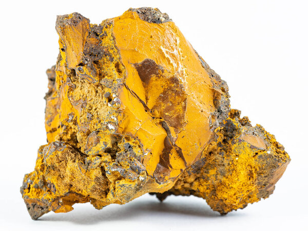 Limonite mineral on white background. 