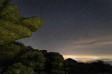 Torcal Doğal Parkı 'ndan gece manzarası. Antequera. Endülüs. İspanya.