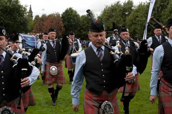 City Newcastle Pipe Band Під Час Чемпіонату Світу Труб Бенду — стокове фото