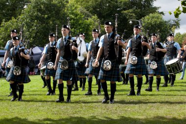 2016 Dünya Boru Bandosu Şampiyonası 'nda Kintyre Okulları Boru Grubu. Şampiyonalar 12 ve 13 Ağustos tarihlerinde Glasgow Green Scotland 'da gerçekleşti..