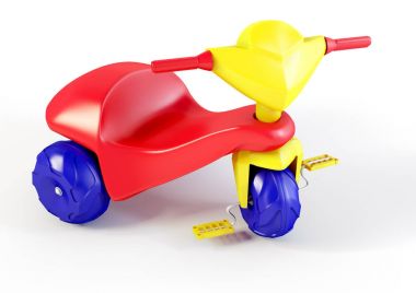 Bir plastik üç tekerlekli bisiklet oyuncak bir 3d çizimi