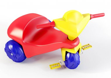 Bir plastik üç tekerlekli bisiklet oyuncak bir 3d çizimi
