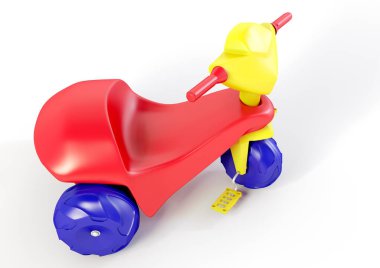 Bir plastik üç tekerlekli bisiklet oyuncak bir 3d çizimi