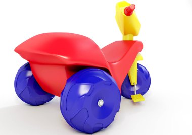 Bir plastik üç tekerlekli bisiklet oyuncak bir 3d çizimi