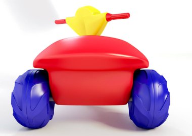 Bir plastik üç tekerlekli bisiklet oyuncak bir 3d çizimi