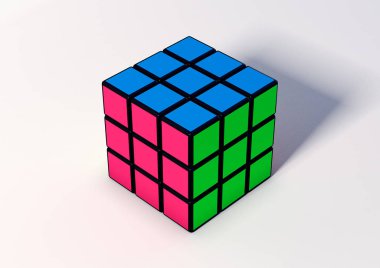 Sao Paulo - Brezilya - 07 Şubat 2018 Rubik küp beyaz arka plan üzerinde. Orada iki sürümü, bir ucu açık ve bir karar vermek. Rubik küpü bir Macar tarafından icat mimar Erno Rubik 1974 yılında.