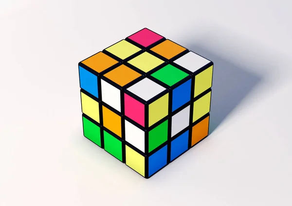 Sao Paulo Brazília Február 2018 Ban Rubik Kocka Fehér Alapon Jogdíjmentes Stock Képek