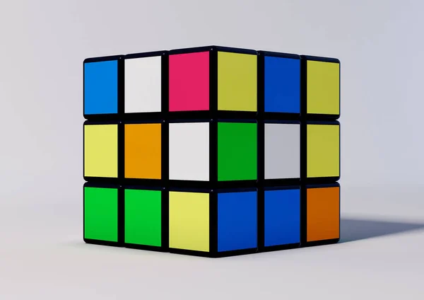 Sao Paulo Brasil Fevereiro 2018 Cubo Rubik Sobre Fundo Branco Fotografia De Stock