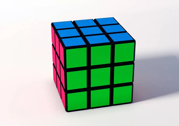 Sao Paulo Brasilien Februar 2018 Rubik Cube Auf Weißem Hintergrund lizenzfreie Stockbilder