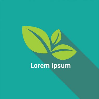 Düz simge stil 4 ile yeşil yaprak