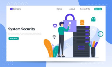 Ağ güvenliği kavramı, Veritabanı güvenli ve kişisel veri koruması, Trafik Şifreleme, Vpn, Gizlilik Koruması, Antivirüs Teknolojisi, daire simgesi, web iniş sayfası, afiş, vektör