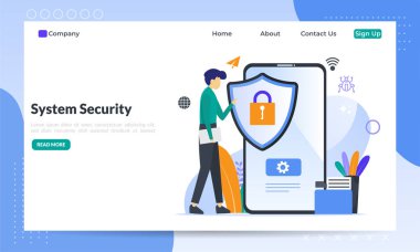 Ağ güvenliği kavramı, Veritabanı güvenli ve kişisel veri koruması, Trafik Şifreleme, Vpn, Gizlilik Koruması, Antivirüs Teknolojisi, daire simgesi, web iniş sayfası, afiş, vektör