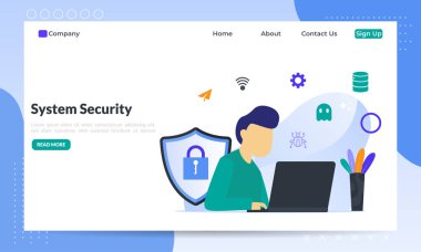 Ağ güvenliği kavramı, Veritabanı güvenli ve kişisel veri koruması, Trafik Şifreleme, Vpn, Gizlilik Koruması, Antivirüs Teknolojisi, daire simgesi, web iniş sayfası, afiş, vektör