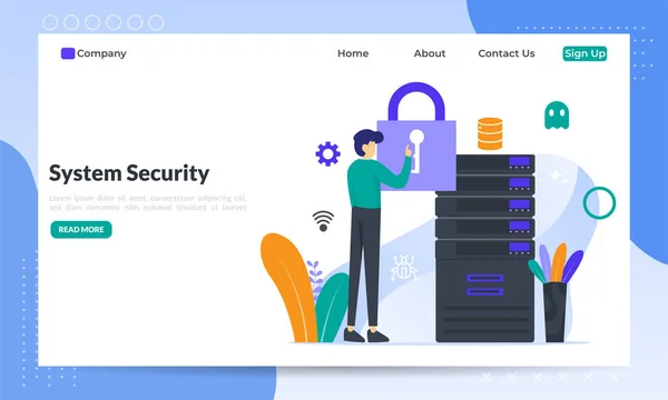 Ağ güvenliği kavramı, Veritabanı güvenli ve kişisel veri koruması, Trafik Şifreleme, Vpn, Gizlilik Koruması, Antivirüs Teknolojisi, daire simgesi, web iniş sayfası, afiş, vektör