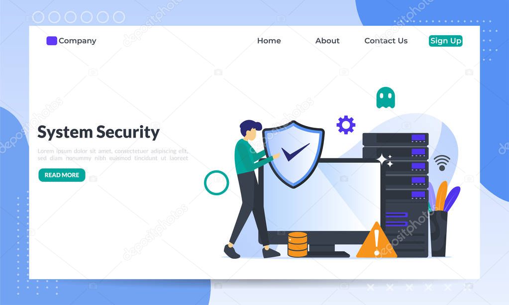 Network security concept, Database secure and personal data protection, Traffic Encryption, VPN, Privacy Protection, Antivirus Technology, flat icon, suitable for web landing page, banner, vector