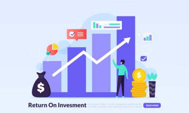 ROI, Yatırım Dönüşü konsepti, finansal şema, kar geliri, afiş, el ilanı, ui, web, mobil uygulama, poster şablonu