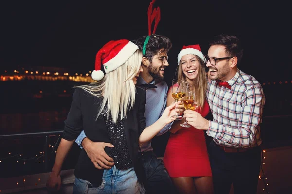 Group People Having Party Roof — Stock Photo, Image