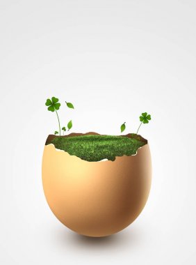 Paskalya yumurtası üzerinde gri bir arka plan ile. Tatil 