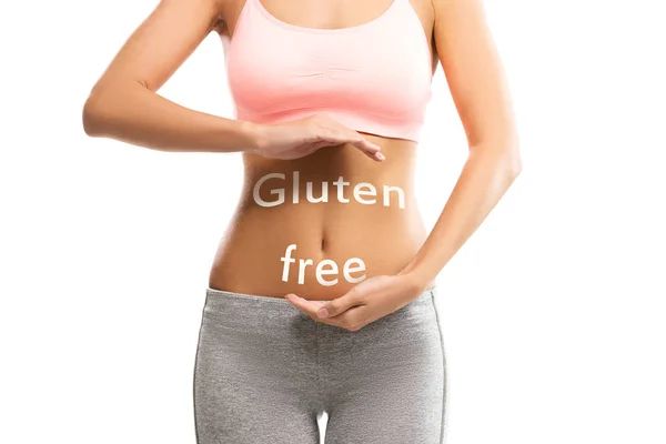 Weiblicher Bauch Mit Einem Glutenfreien Text — Stockfoto