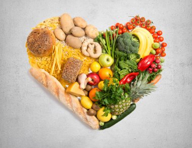 Kalp, ürünlerin üzerinde kafa siluet koymak için gıda