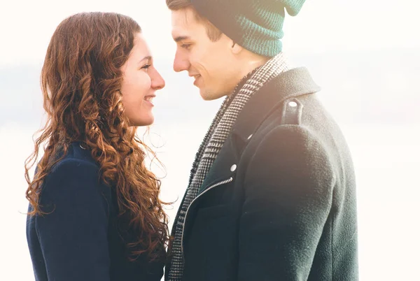 Cute Young Couple Love Outdoors — Stock Photo, Image