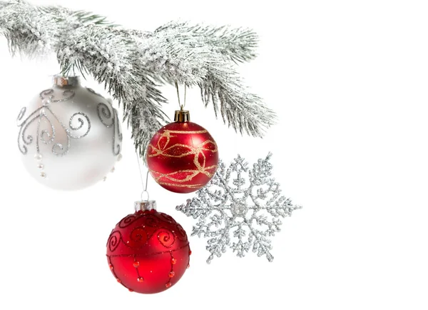 Bolas Natal Ornamentos Fundo Branco — Fotografia de Stock